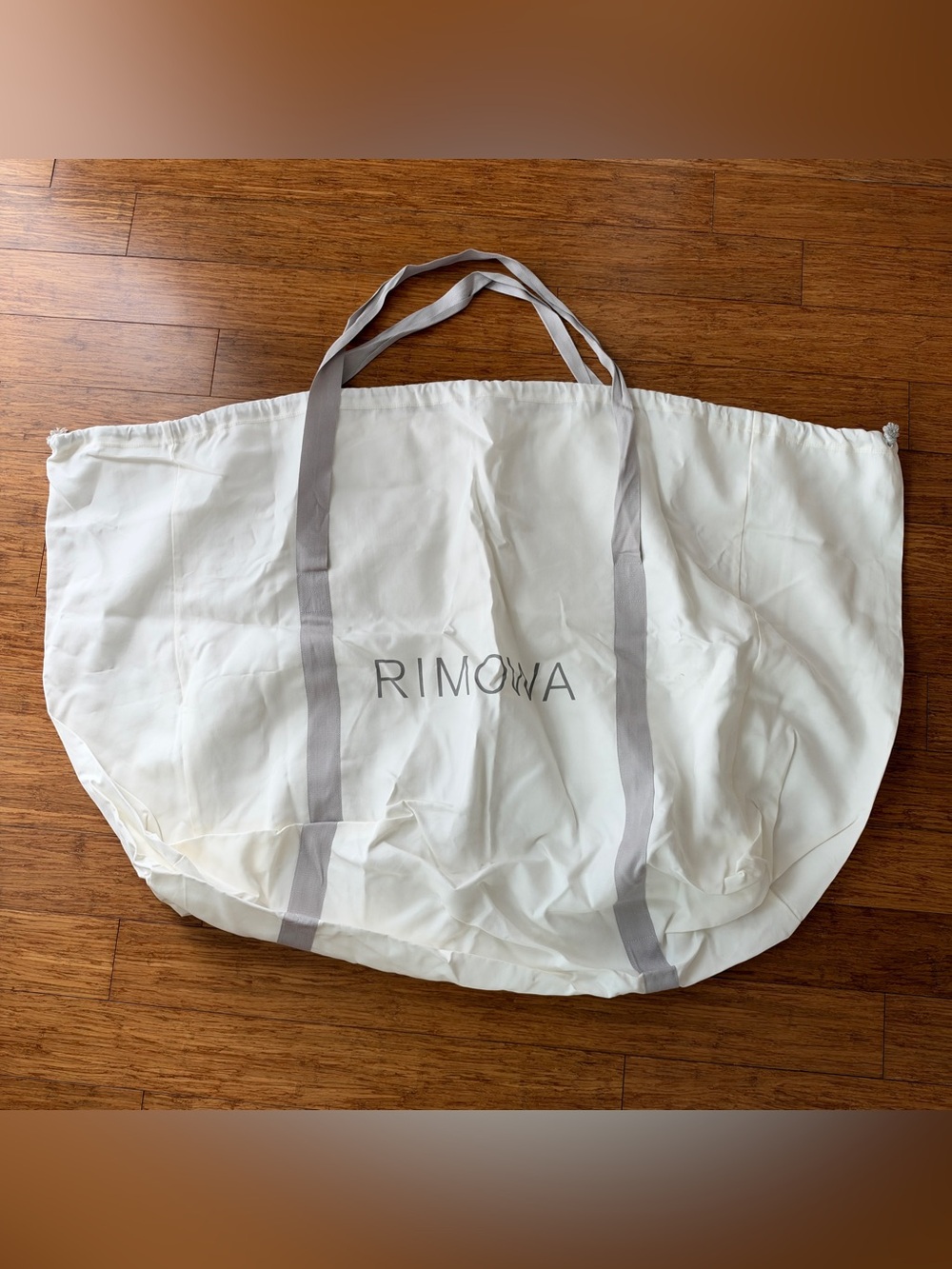 RIMOWA Large Trunk Dust Bag Cover Tote Grey Carry Straps Off-White OS